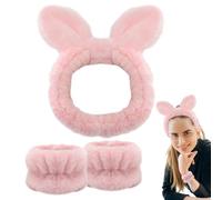 Bandes Pour Tête Et Poignet - Bandeau De Yoga Pour Soins De La Peau, Bandeau De Spa Absorbant, Bande Faciale Confortable | Ensemble De Bracelets Et Serre-têtes En Forme D'animaux Mignons, Pour Laver L