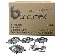 Bandimex Lot de 100 boucles en acier inoxydable V2A 5/8' (1 pièce).