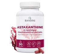 Bandini® Astaxanthine 90 gélules - 8 mg de poudre d'astaxanthine par gélule | Complément alimentare à base d'algue Haematococcus pluvialis - Plus de 3 mois - Astaxanthin sans stéarate de magnésium ni OGM