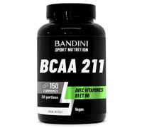 Bandini® BCAA 2:1:1 | Acides Aminés à Chaîne Ramifiée 2.1.1 avec B1 et B6 | Supplément idéal pour la musculation Pre & Post Workout | L-Leucine, L-Isoleucine, L-Valine | Vitamine B1 & B6, 150 Comprimés