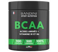 Bandini® BCAA + Vitamine B1 et B6 | 500 comprimés 1000mg | Acides Aminés à Chaîne Ramifiée | Support énergie et récupération | Supplément Pré et Post Workout | Sans gluten, sans lactose, 100% Vegan