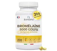 Bandini® Bromélaïne Forte 5000 GDU/g | 200 Comprimés Gastro-résistants | Microcirculation et drainage | Améliore la fonction digestive - Contre les ballonnements | Enzyme digestif - Extrait d'ananas