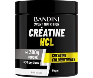 Bandini® Créatine HCL poudre - Saveur très forte et intense, mais 100% PURE | Évitez-la si vous êtes sensible au goût ACIDE - Sport et pré-entraînement - 100% Vegan - Chlorhydrate de creatine 300g