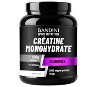 Bandini® Créatine Monohydrate en Poudre 500 g - 147 portions - 100% Pure Creatine micronisée - Solubilité optimale, Non aromatisé - Idéal pour Entraînement, Sport, Fitness - Doseur inclus - Vegan