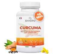 Bandini® Curcuma 120 gélules/4 mois d'approvisionnement | 700 mg de turmeric par gélule à partir de 95% d'extrait de curcuma + pipérine issue du poivre noir | Dosage élevé | 100% vegan