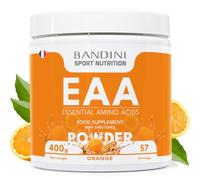Bandini® EAA ZERO Poudre | Acides Aminés Essentiels AAE 400g Powder | Supplément Végétalien Sans Sucre | Apport Optimal de 9 Amino Acids | Puissant Pre Workout | Boisson Vegan au goût d'Orange