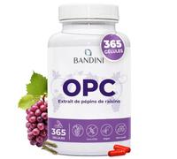 Bandini® Extrait de Pépins de Raisin OPC 365 Gélules | Avec 1076mg par dose | Teneur la plus élevée selon HPLC | Issu de raisins italiens | Haute dose | 1052mg extrait avec 999,4mg OPC + 24mg Vitamine C