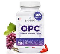 Bandini® Extrait de Pépins de Raisin OPC 365 Gélules | Haute dose avec 1076mg par dose | Teneur la plus élevée selon HPLC | Issu de raisins italiens | 1052mg extrait avec 999,4mg OPC + 24mg Vitamine C