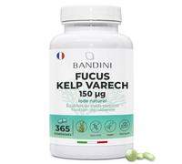 Bandini® Fucus Algue Varech (Iode Naturel) - 365 Comprimés 150 mcg d'Iode issu d’algues brunes (Couverture 1 An) - Standardisé à 0,1% en Iod - Métabolisme Énergétique, Ongles et Cheveux - Sans OGM