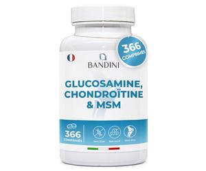 Bandini® Glucosamine Chondroïtine MSM + Vitamine C | 366 comprimés - 6 mois | Réduit inflammations des articulations, renforce le cartilage | 600mg de glucosamine, 100mg de chondroitine & MSM par dose
