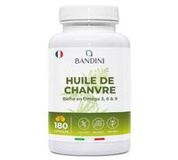 Bandini® Huile de chanvre 1000 mg par gélule | 180 gélules pour 6 mois | Riche en oméga 3, 6 et 9 | 100% Pur Grains de Chanvre Pressé à Froid | ALA, acide linoléique et oléique | Hemp Seed Oil