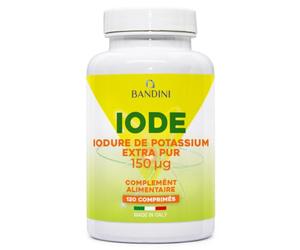 Bandini® IODURE DE POTASSIUM - 120 comprimés de IODE EXTRA PUR Haute Dose | 150 mcg par pastille, Facilement Ingérables - Complément Alimentaire avec Iode KI, Dosage élevé, 100% Vegan, GMP, Sans OGM