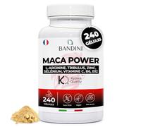 Bandini® MACA POWER 240 Gélules - Maca noire enrichi avec Arginine Kyowa® + Tribulus + Vitamine C + Zinc + B6 + B12 + Sélénium - Anti-stress, augmente Endurance et Énergie - 100% Vegan