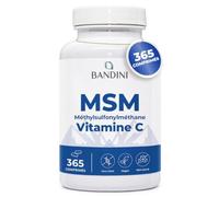 Bandini® MSM 365 Comprimés + Vitamine C | Méthylsulfonylméthane, Soufre Pur | 2000mg MSM par Dose Quotidienne | Poudre pour Articulations, Cheveux, Os, Peau & Système Immunitaire | 100% Vegan