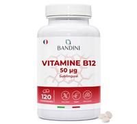Bandini® Vitamine B12 sublinguale 120 comprimés - Cyanocobalamine 50 µg - Vitamin B-12 pour le Système immunitaire, le métabolisme énergétique & la fatigue - Absorption élevée - 100% Végan, Sans OGM