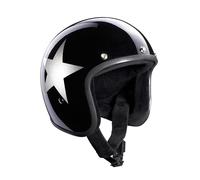 Bandit Casque de moto ouvert Jet Star Noir brillant Custom Biker Style Visière incluse Black Gloss Star Open Helmet Starb (M)