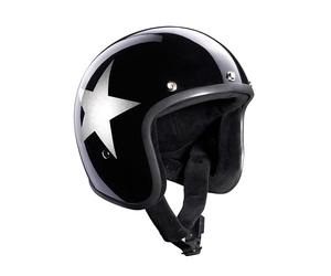 Bandit Casque de moto ouvert Jet Star Noir brillant Custom Biker Style Visière incluse Black Gloss Star Open Helmet Starb (XS)