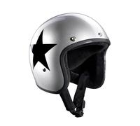 Bandit Casque de moto ouvert Jet Star Silver Gloss - Visière style motard avec visière argentée brillante Star Open - Taille M