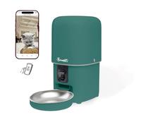 Bandit - Distributeur de croquettes Intelligent Vert - Suivi diététique pour Chats et Petits Chiens - Programmation jusqu'à 15 Repas - Caméra HD & Micro - Réservoir 4L hermétique