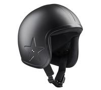 Bandit Jet SKY3 Casque de moto ouvert noir mat lunette centrale étoile latérale relief Custom Biker Style Dull Black Open Helmet SKY3 (XS)