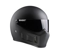 Bandit Super Street II Casque de moto intégral Noir mat Visière teintée Streetfighter Custom Biker Style Dull Black Motorcycle Helmet SSMB (M)