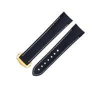 BANDKIT Bracelet de montre 20 mm avec extrémité incurvée pour Omega Strap AT150 Seamaster 300 Planet Ocean De Ville Noir Blanc Ligne Bracelet de montre en nylon de vache haute densité (bleu 6)