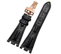 BANDKIT Bracelet de montre en cuir de crocodile avec boucle pliable de 28 mm pour AP 15703 26470SO Royal Oak Offshore Hommes Crocodile Sports Bracelet de montre, 28mm, Agate