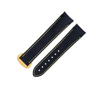 BANDKIT Bracelet de montre Omega avec extrémité incurvée - 20 mm - Ligne noire et jaune - En nylon haute densité - En cuir de vache, 20 mm, Agate