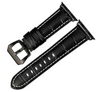BANDKIT Bracelet en cuir pour Apple Watch 49 mm, 45 mm, 41 mm, 44 mm, 40 mm, 42 mm, 38 mm Series 8 7 SE 6 5 4 3 2 bracelets de montre (noir WB, 38/40/41 mm)