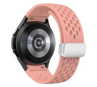BANDKIT Bracelet en Silicone pour Samsung Galaxy Watch 7 6 5 4, 40mm 44mm 5Pro 45mm, bande à boucle magnétique 6 classique 43mm 47mm, sans espaces(Pink-S,Watch 5 Pro 45MM)