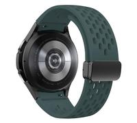 BANDKIT Bracelet en Silicone pour Samsung Galaxy Watch 7 6 5 4, 40mm 44mm 5Pro 45mm, bande à boucle magnétique 6 classique 43mm 47mm, sans espaces(Dark green,Watch 4 5 6 7 44MM)