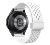 BANDKIT Bracelet en Silicone pour Samsung Galaxy Watch 7 6 5 4, 40mm 44mm 5Pro 45mm, bande à boucle magnétique 6 classique 43mm 47mm, sans espaces(White-S,Watch 4 5 6 7 44MM)