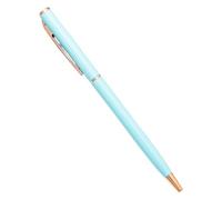 BANDKIT Lot de 100 stylos à bille fins en métal or rose argenté, fournitures scolaires, bureau, logo personnalisé gratuit (style 2-bleu clair, noir)