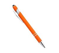 BANDKIT Lot de 20 stylos à bille en métal pour écran tactile, stylo publicitaire pour bureau, école, gravure de texte avec logo personnalisé (orange rouge (argent), 20 stylos)