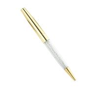 BANDKIT Lot de 50 stylos à bille en cristal - Fournitures scolaires - Rouleau en métal - Or rose - Logo personnalisé (or, bleu)