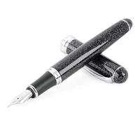 BANDKIT Stylo-plume rechargeable à paillettes noires - 14 cm x 1,3 cm - Pour homme et femme - Pour journal, calligraphie, écriture lisse