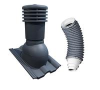 Bandloo Cheminée de ventilation tuile de toit cheminée d'aération VENTOS X PLUS 150 mm + FLEXOS X PLUS 60 cm pour Tile Nelskamp Finkenberger, Benders Mecklenburger. Aération de tuile (Anthracite RAL