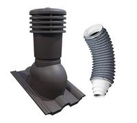 Bandloo Kit VENTOS X PLUS 150 mm + FLEXOS X PLUS 60 cm - Kit complet pour ventilation de toit - Compatible avec les tuiles de toit en béton - Résistant aux UV - Flexible, avec réduction de 80 à 150 mm