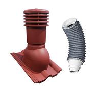 Bandloo Kit VENTOS X PLUS 150 mm + FLEXOS X PLUS 60 cm - Kit complet pour ventilation de toit - Compatible avec les tuiles de toit en béton - Résistant aux UV - Flexible, avec réduction de 80 à 150 mm