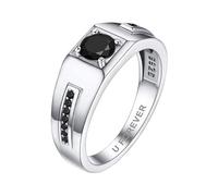 Bandmax Alliance Homme Argent Mariage Personnalisable Taille 64 Bague Solitaire Noir en Zirconium