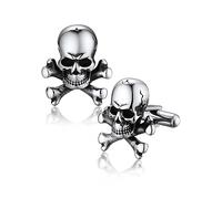Bandmax Boutons de Manchette Homme Acier Inoxydable en Forme de X-Crâne pour Chemise/Costume/Tuxedo, Cadeau de Graduation