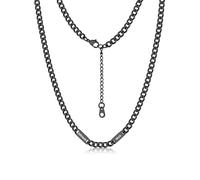 Bandmax Chaîne cubaine personnalisable avec 1 à 6 noms pour homme et femme - En acier inoxydable - Avec gravure - Longueur : 46/51/55/61 + 5 cm, Acier inoxydable