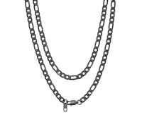 Bandmax Chaîne Noire en Maille Figaro 6mm Collier de Cou 46cm pour Homme Ado Garçon