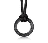 Bandmax Collier Homme Acier Inoxydable, Collier Rune Viking Homme Noir, Pendentif Anneau Möbius avec Chaîne Cordon Ajustable de 2,5mm/de 46cm à 81cm