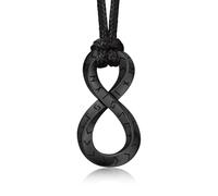 Bandmax Collier Homme Acier Inoxydable, Collier Rune Viking Homme Noir, Pendentif Möbius Infini avec Chaîne Cordon Ajustable de 2,5mm/de 46cm à 76cm