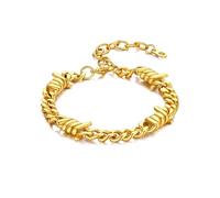 Bandmax Gourmette Homme Acier Inoxydable Bracelet Ajustable d'Épine 18+5cm, Gourmette Barbelée à Maille Cubaine Noire de 7 mm Bijoux de Mode la Fête des Pères
