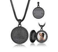 Bandmax Médaillon à ouvrir pour photos - Collier en argent sterling 925 avec pendentif - Chaîne en cuir avec images - Pendentif rond - Amulette - Bijou souvenir pour femme, mère, petite amie, Cuir