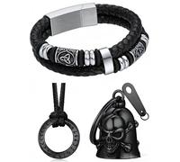Bandmax Set Clochette Porte Bonheur Motard + Bracelet + Collier : Parfaite Harmonie pour Votre Look !