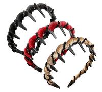 Bandons 3PCS pour les femmes non glissantes, les bandeaux de femmes en velours élevé en crâne avec des dents, les accessoires bling pour la fête de mariage quotidiennement.