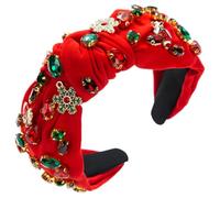 Bandons de Noël Bandeau de ramiage noué vintage avec cris flocon neige en cristal décor flocon neige